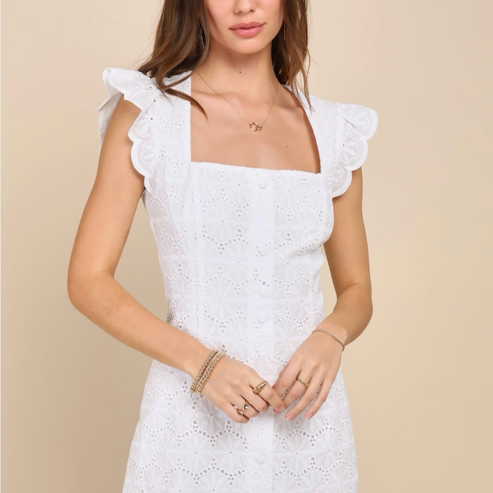Lulu's White Eyelet Mini Dress